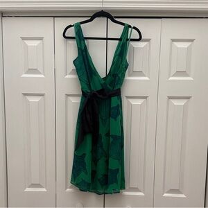 Moulinette Soeurs Green Backless Dress with Black Accent